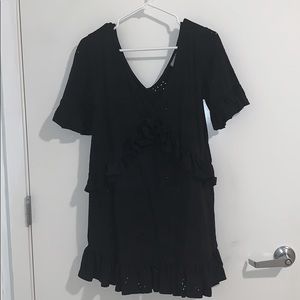 Black eyelet ruffle dress